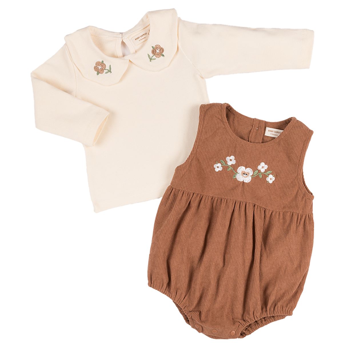 BABY SAMUU - Conjunto blusa y braga pana Wildflower
