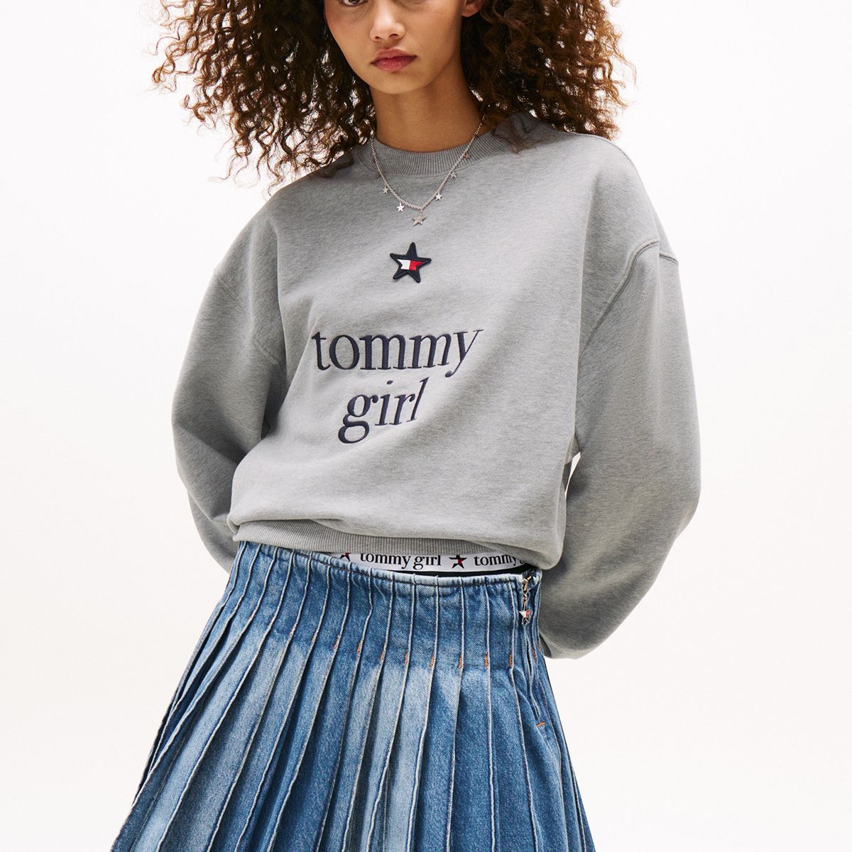 TOMMY HILFIGER - Saco gris amplio con logo de Tommy Girl Tommy Jeans