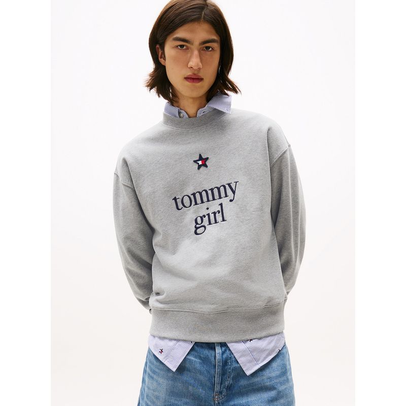 TOMMY HILFIGER - Saco gris amplio con logo de Tommy Girl Tommy Jeans