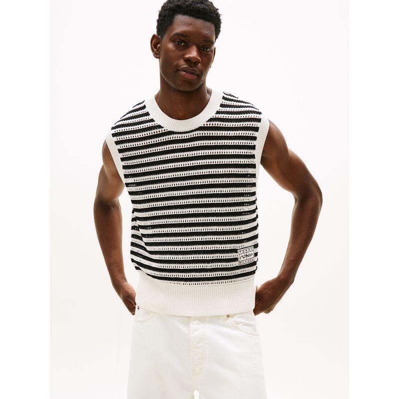 TOMMY HILFIGER - Chaleco negro de punto calado colección APXGP Tommy Hilfiger