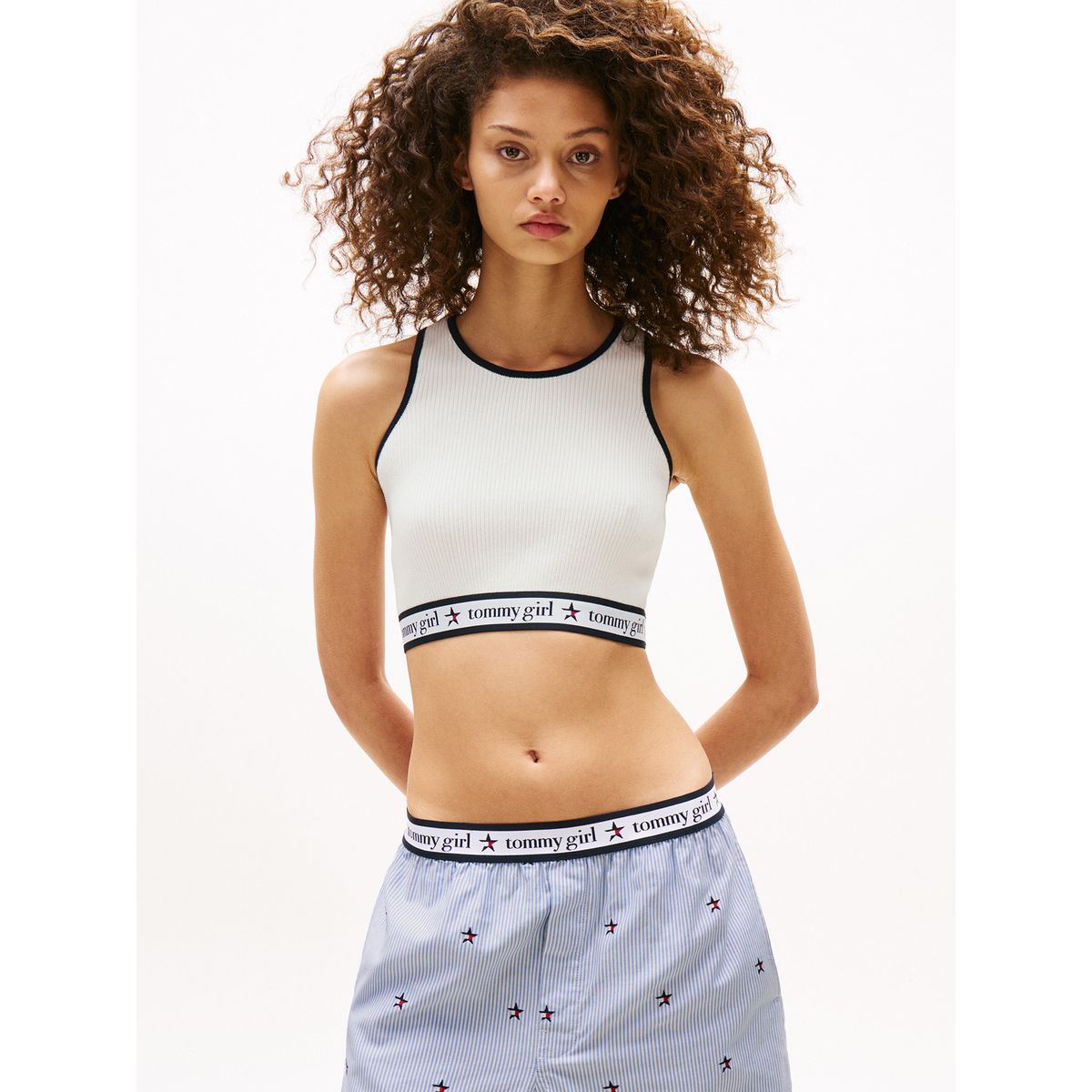 TOMMY HILFIGER - Camiseta blanca de tirantes Tommy Girl cropped Tommy Jeans