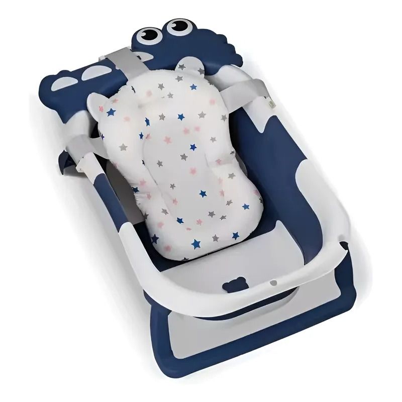KIDSHOP - Bañera Portátil Con Termómetro Y Cojin Malla 6869 Azul