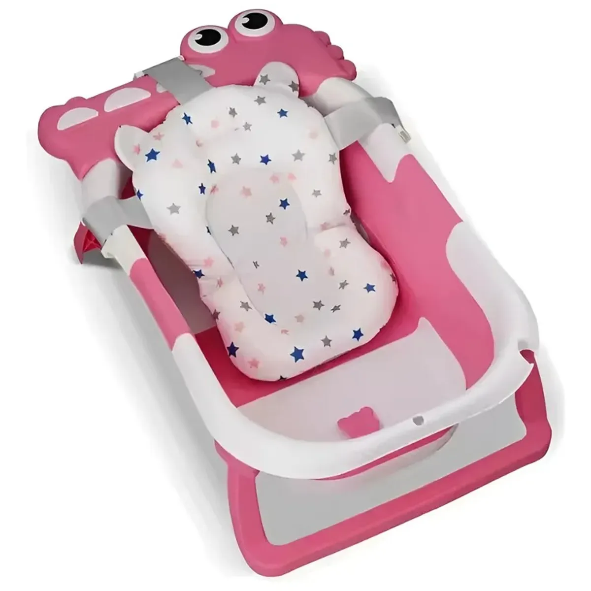 KIDSHOP - Bañera Portátil Con Termómetro Y Cojin Malla 6869 Rosado