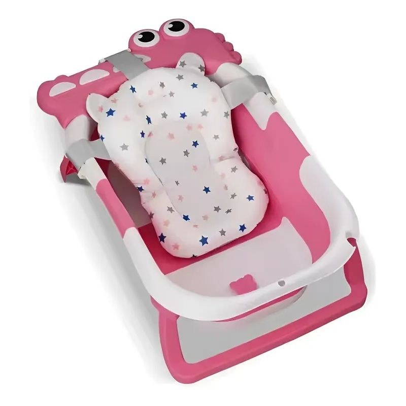 KIDSHOP - Bañera Portátil Con Termómetro Y Cojin Malla 6869 Rosado