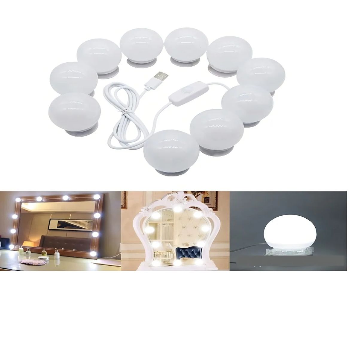 SKY - Extension Luces De Espejo Led Para Tocador Kit Bombillas Luz 3 TONOS