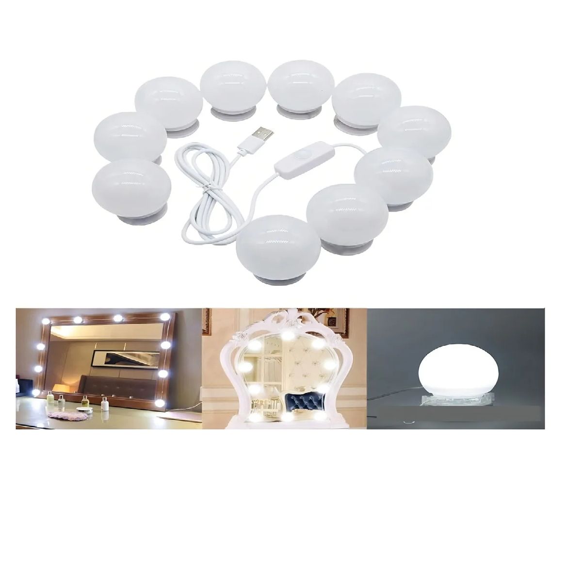 SKY - Extension Luces De Espejo Led Para Tocador Kit Bombillas Luz 3 TONOS