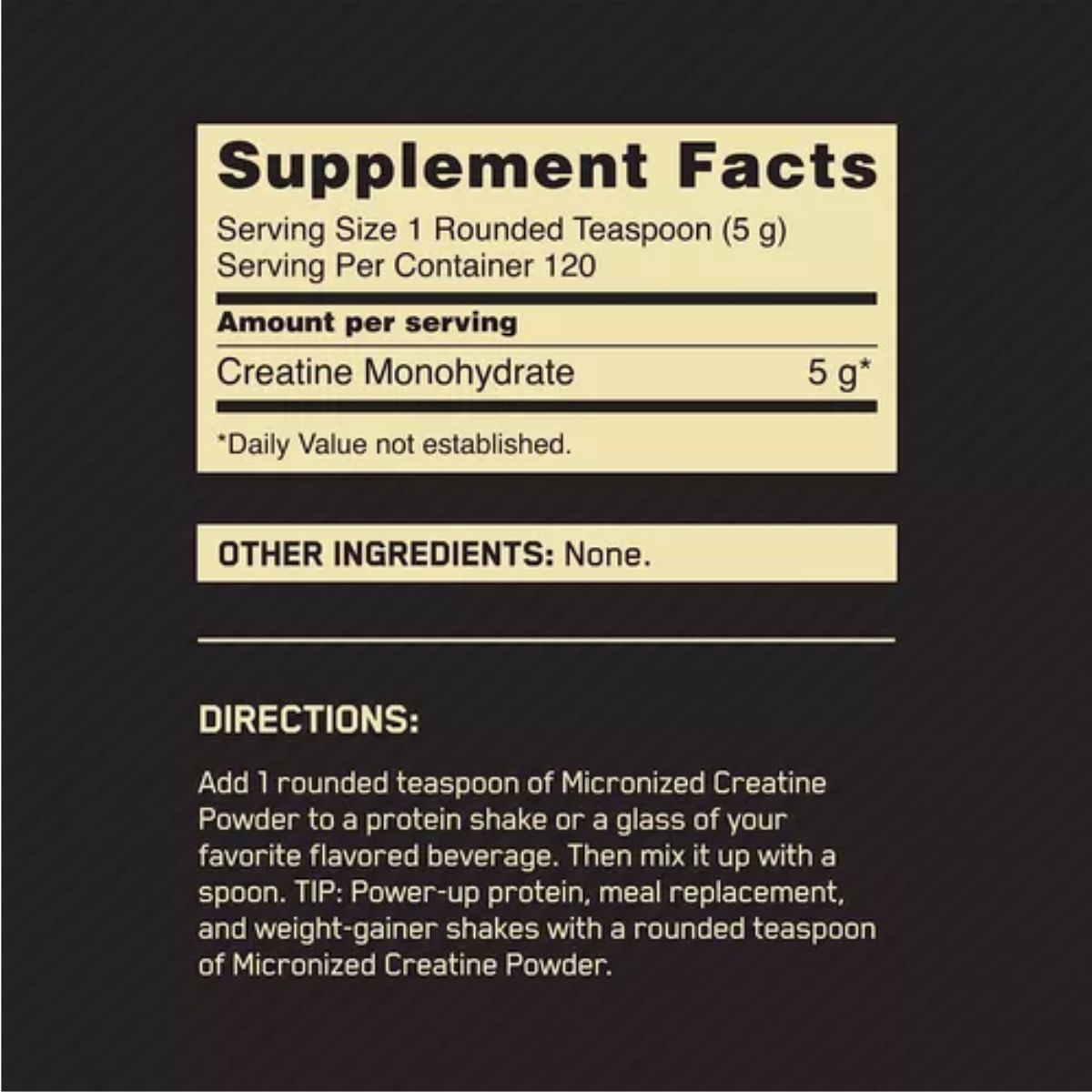 OPTIMUM NUTRITION - Creatina Monohidratada Micronizada 300gr ON 60 serv