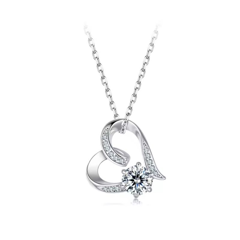 ALHAJAS - Collar Para Mujer Corazón Piedra Moissanita Fabricado En Plata 925