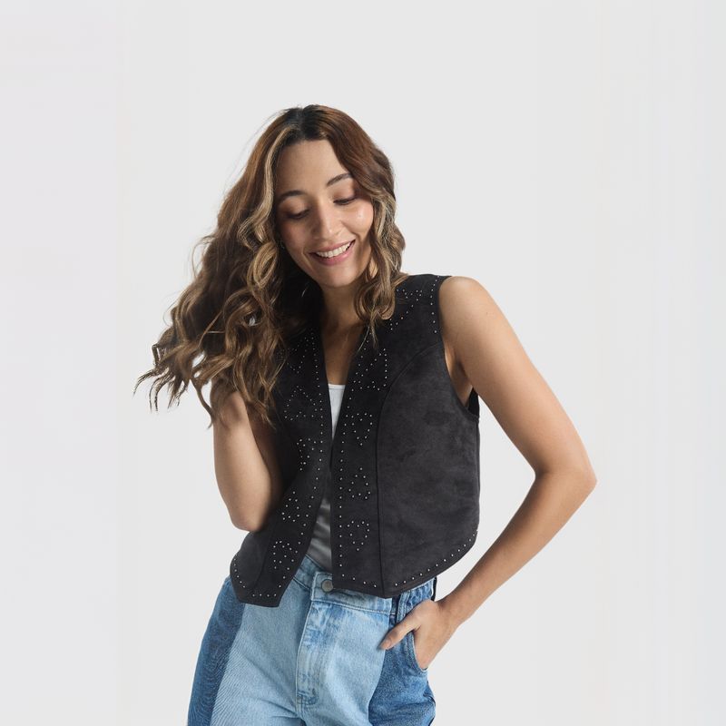 JULIANA SANCHEZ - Chaleco Destellos - Negro