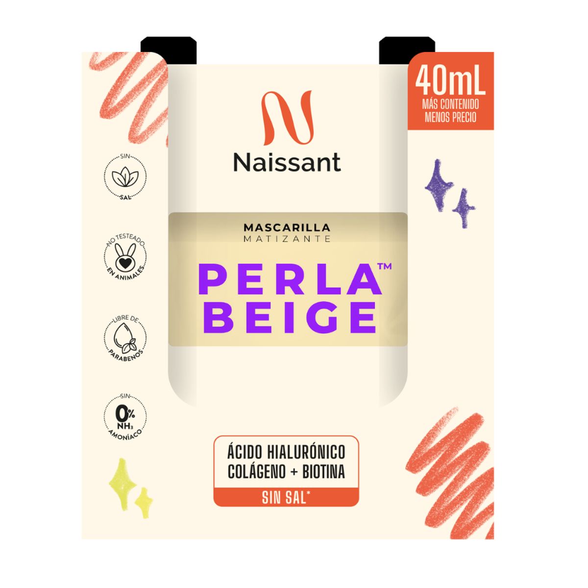 NAISSANT - Mascarilla Matizante Perla Beige Naissant caja 12 unidades x 40ml