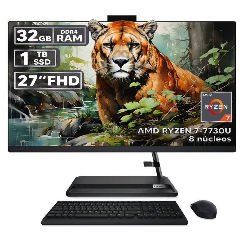LENOVO - TODO EN UNO LENOVO 3 27ALC6 RYZEN 7-7730U 32GB RAM 1TB SSD PANTALLA 27″ FHD LED