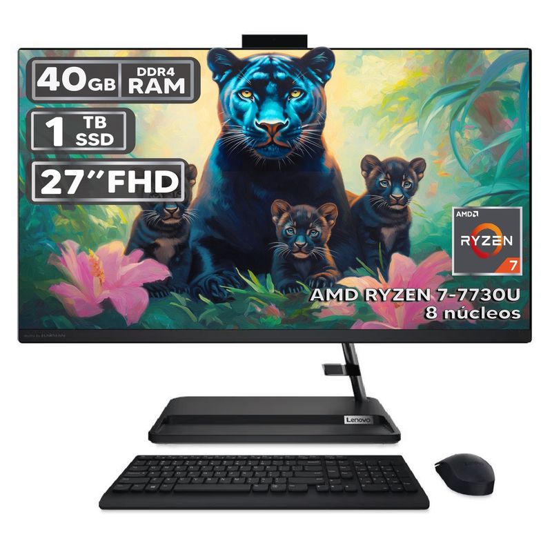 LENOVO - TODO EN UNO LENOVO 3 27ALC6 RYZEN 7-7730U 40GB RAM 1TB SSD PANTALLA 27″ FHD LED
