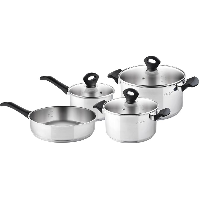 LAMART - Set Ollas Batería De Cocina Inducción 7pz Acero Inoxidable Lt1110