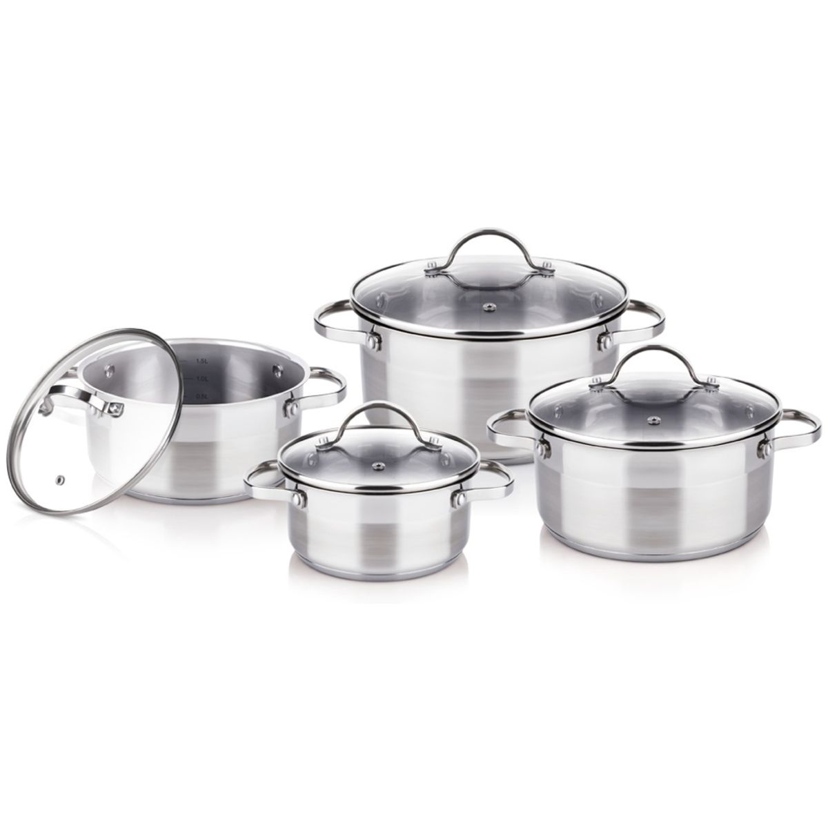 LAMART - Set Ollas Batería De Cocina Inducción 8pz Acero Inoxidable LTSSSET8