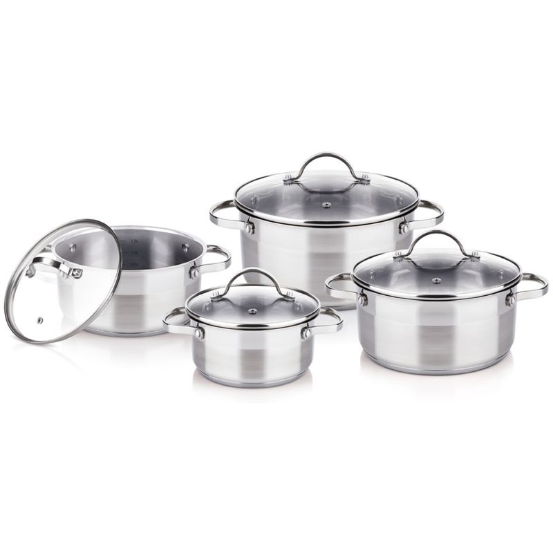 LAMART - Set Ollas Batería De Cocina Inducción 8pz Acero Inoxidable LTSSSET8