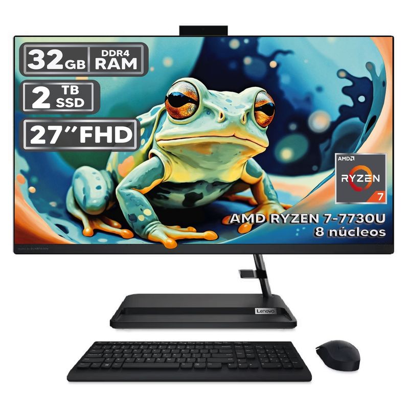 LENOVO - TODO EN UNO LENOVO 3 27ALC6 RYZEN 7-7730U 32GB RAM 2TB SSD PANTALLA 27″ FHD LED