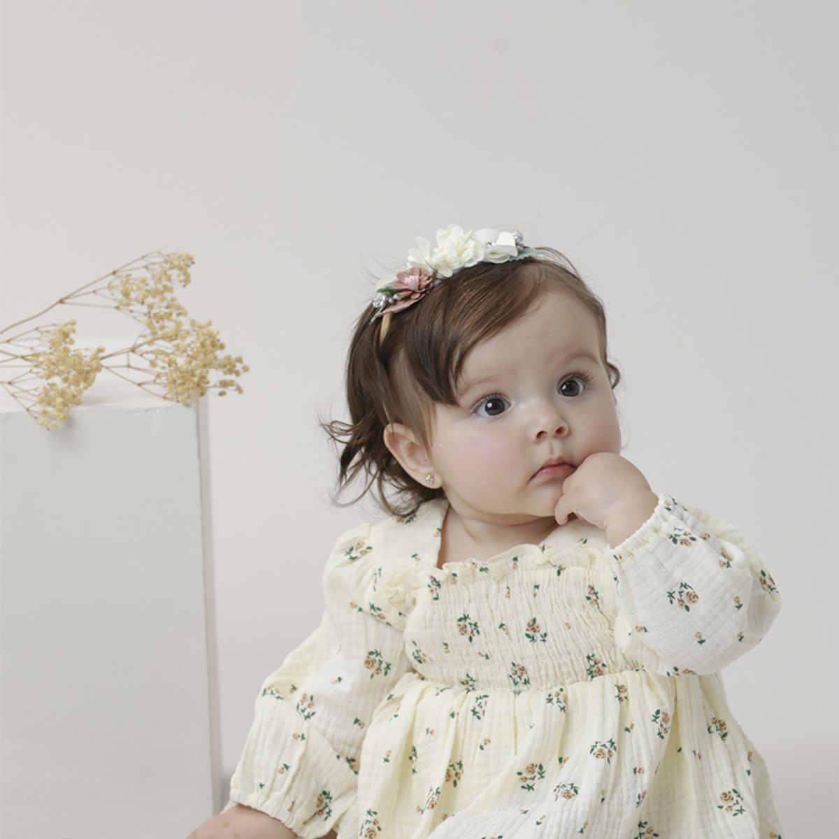 BABY SAMUU - Vestido Clara  Algodón gasa floral con diadema