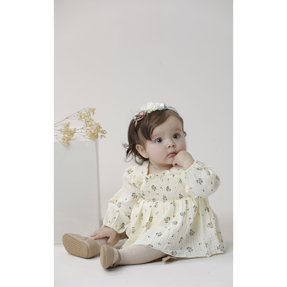 BABY SAMUU - Vestido Clara  Algodón gasa floral con diadema