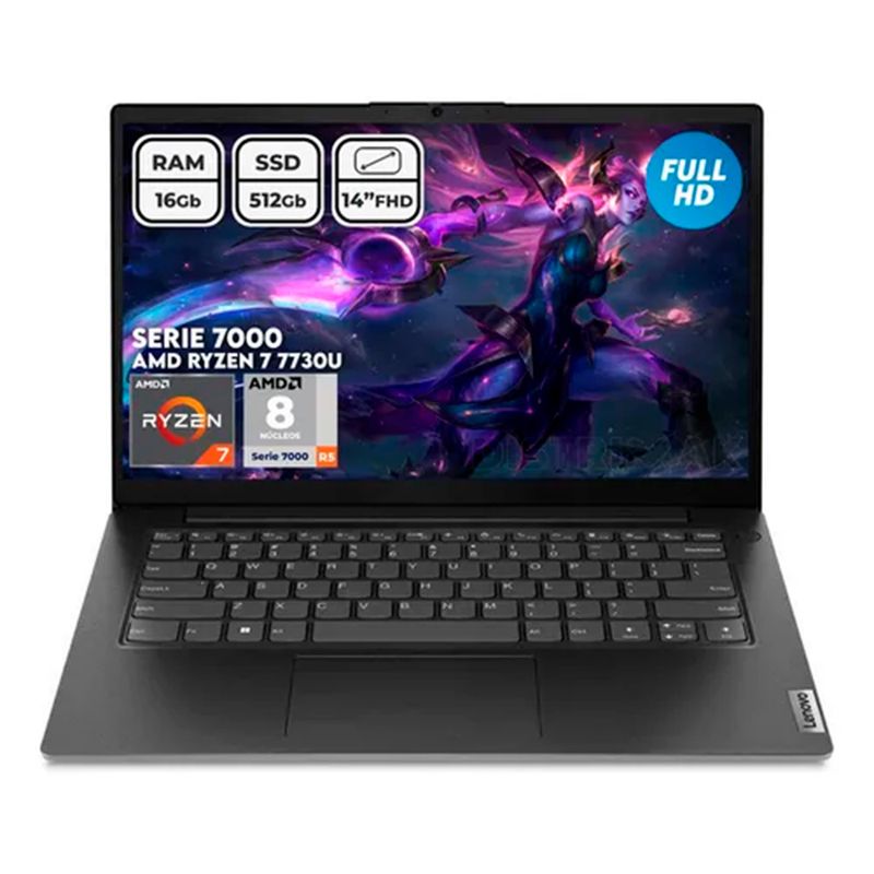 LENOVO - Portatil Lenovo V14 G4 Amd Ryzen 7 7730u 16gb 512gb 14fhd
