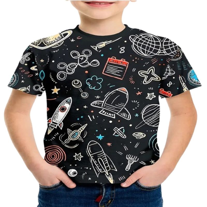 100 - Camiseta Space Negra para Niño