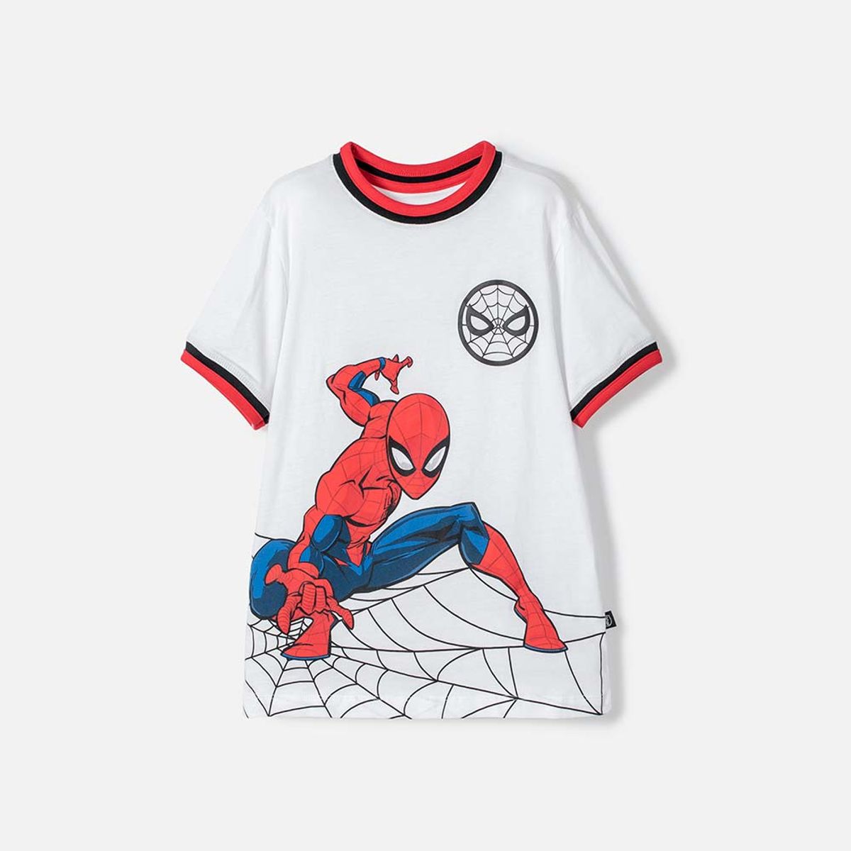 MARVEL - Camiseta de Spider-man manga corta blanco, rojo y negro para niño