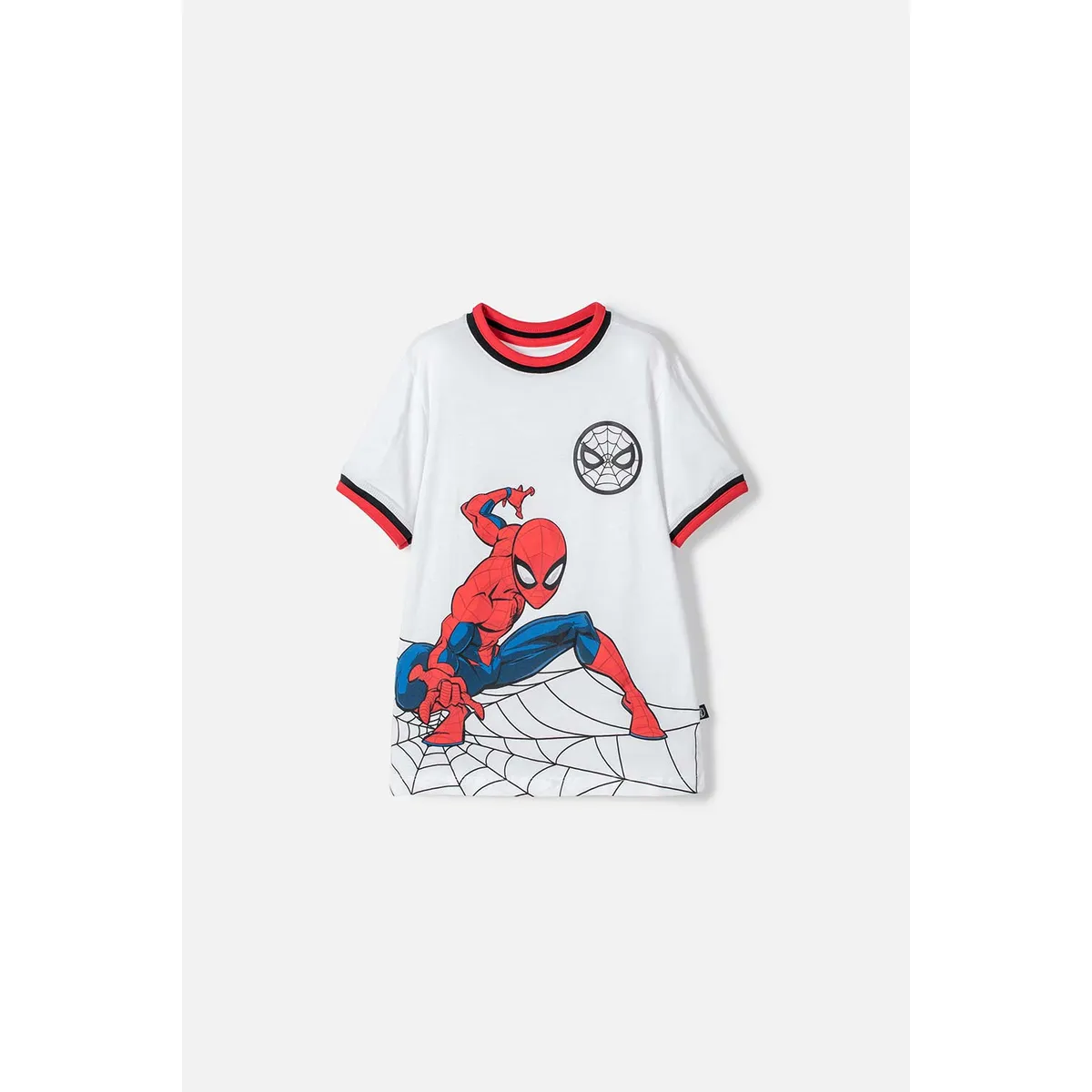 MARVEL - Camiseta de Spider-man manga corta blanco, rojo y negro para niño