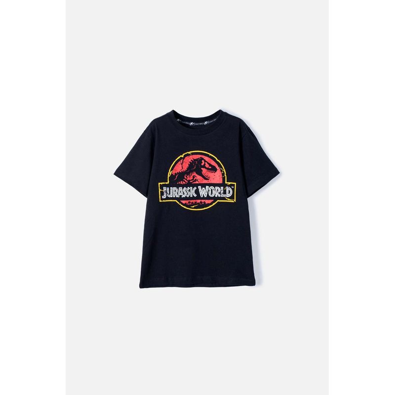 UNIVERSAL - Camiseta de Jurassic World manga corta negra para niño