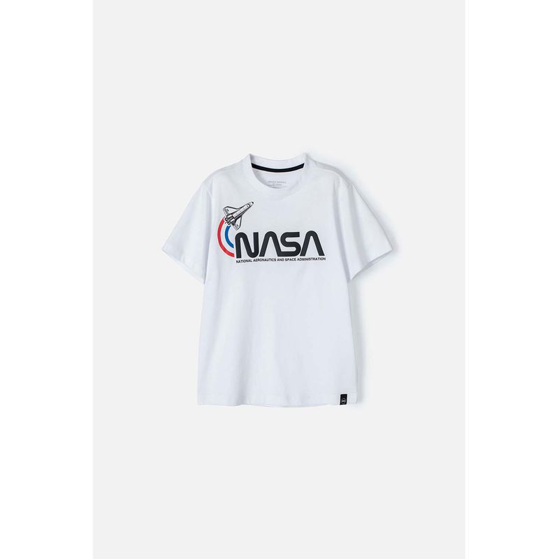 NASA - Camiseta de la Nasa blanca manga corta para niño