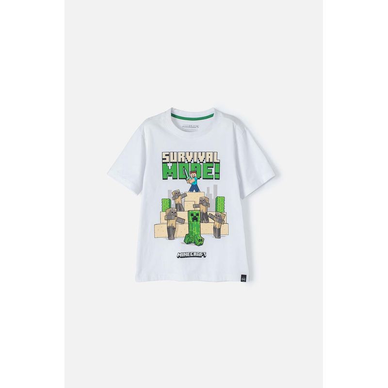 MINECRAFT - Camiseta de Minecraft blanca manga corta para niño