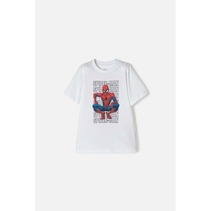 MARVEL - Camiseta de Spider-man manga corta blanca para niño