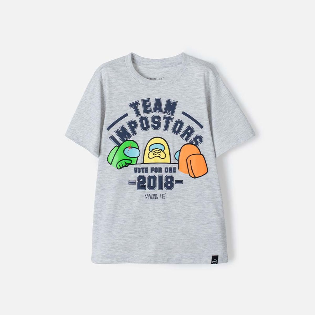 AMONG US - Camiseta de Among Us manga corta gris jaspe para niño