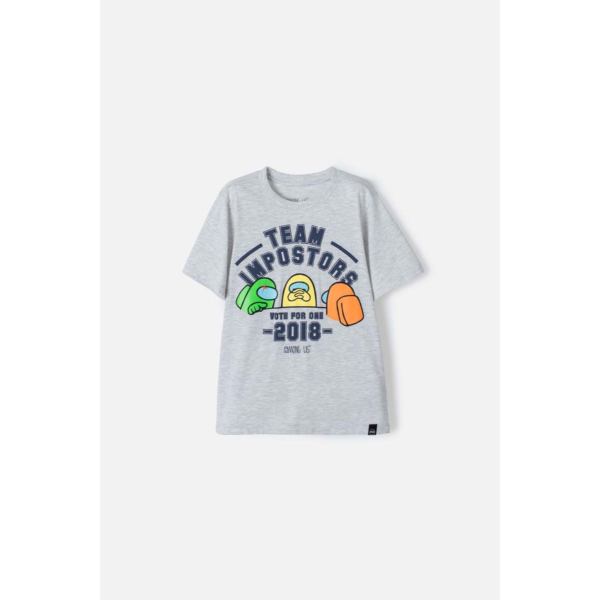 AMONG US - Camiseta de Among Us manga corta gris jaspe para niño