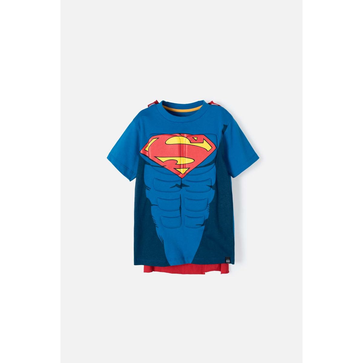 DC COMICS - Camiseta de Superman manga corta con capa removible para niño
