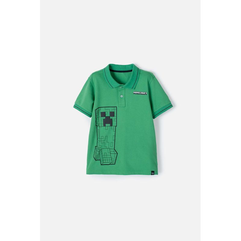MINECRAFT - Camiseta tipo polo de Minecraft verde  para niño