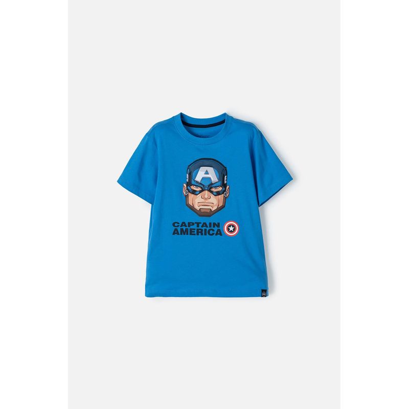 MARVEL - Camiseta del Capitan America manga corta azul para niño