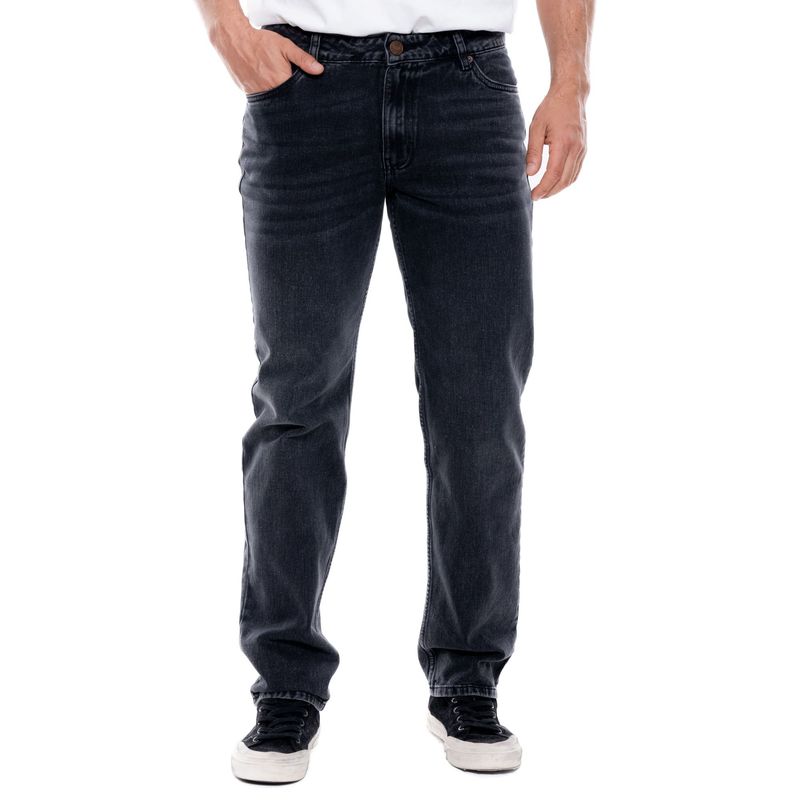 COLOR BLUE - Black Denim Fremont/Regular Fit Jeans Con Desgastes