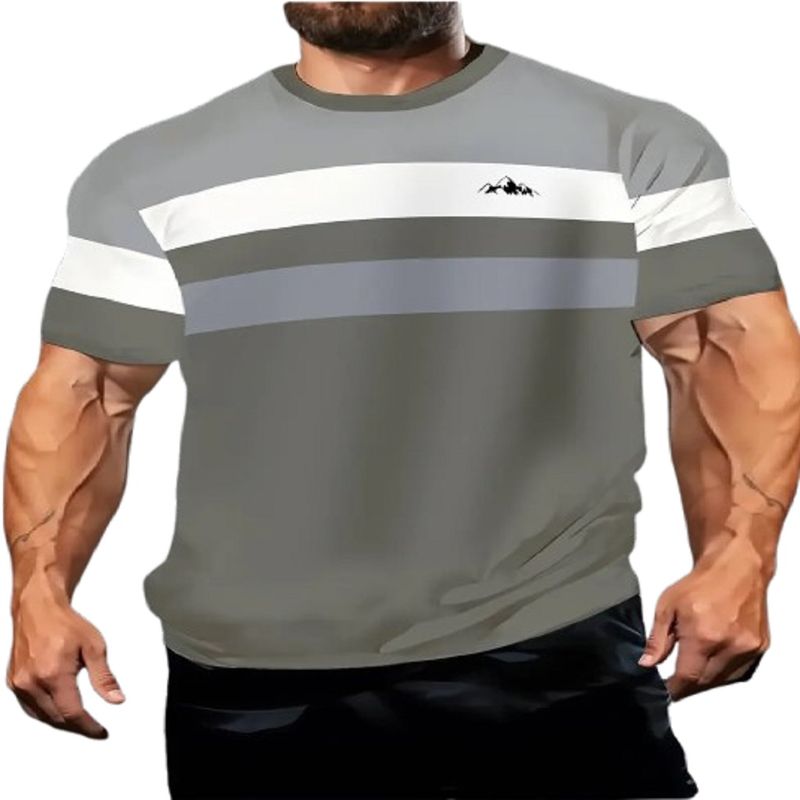 100 - Camiseta Color Gris de Franjas