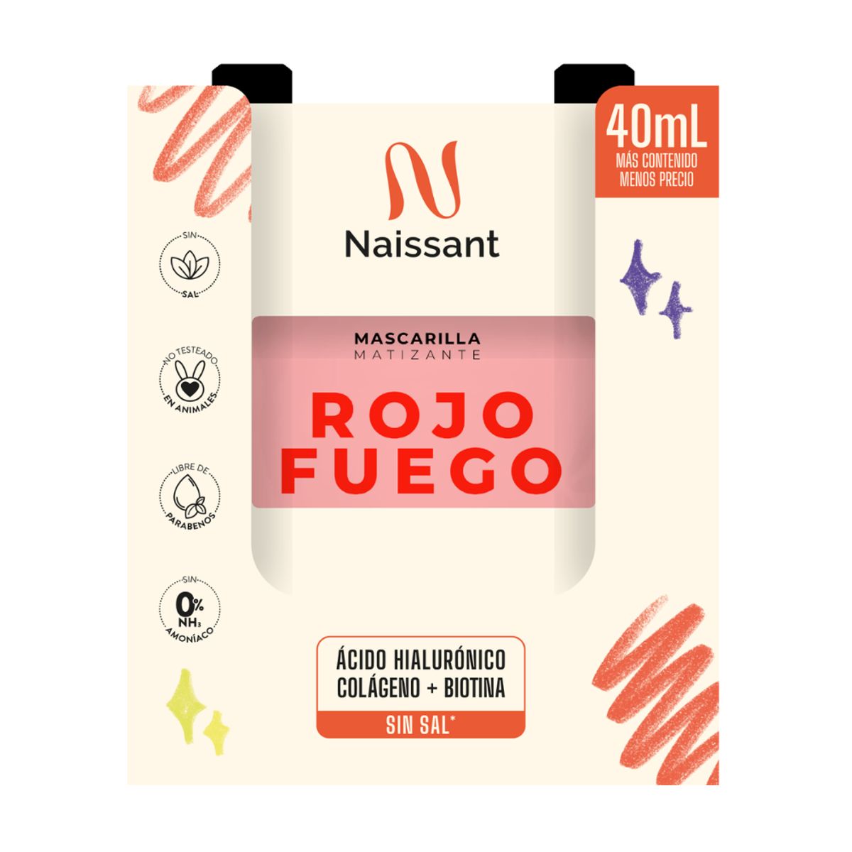 NAISSANT - Mascarilla Matizante Rojo Fuego de Naissant caja de 12 unidades x 40ml