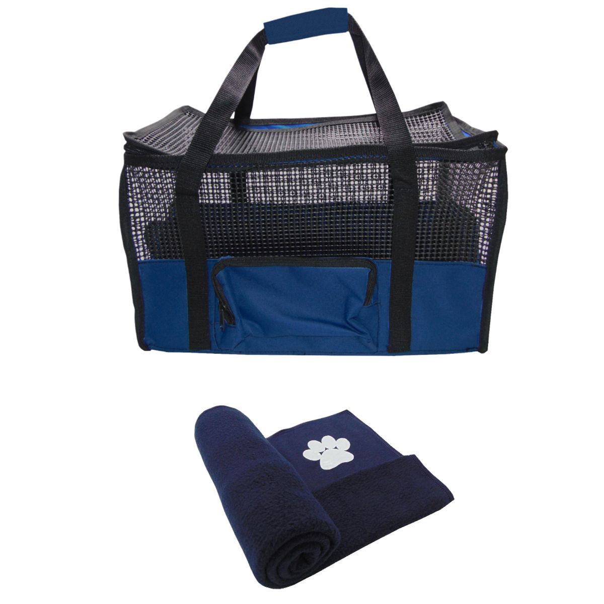 HALLY PET - Maletín Cargador Med + Cobija Med Azul Oscuro