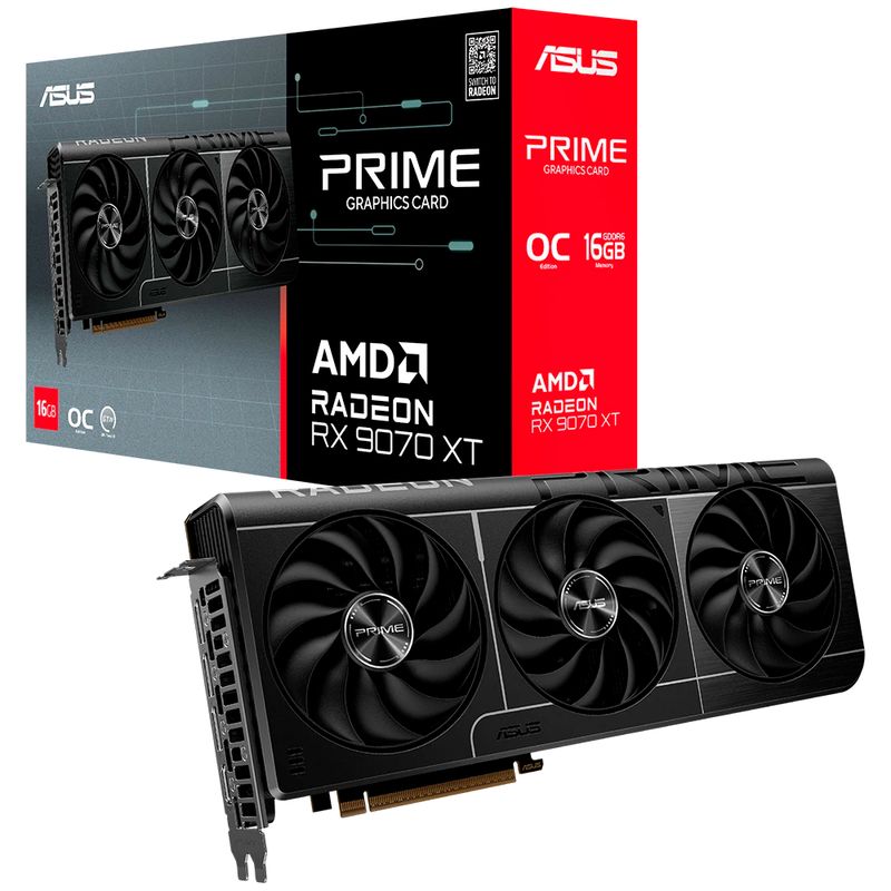 ASUS - Tarjeta De Vídeo Asus Prime AMD Radeon RX 9070 XT OC GDDR6 16GB
