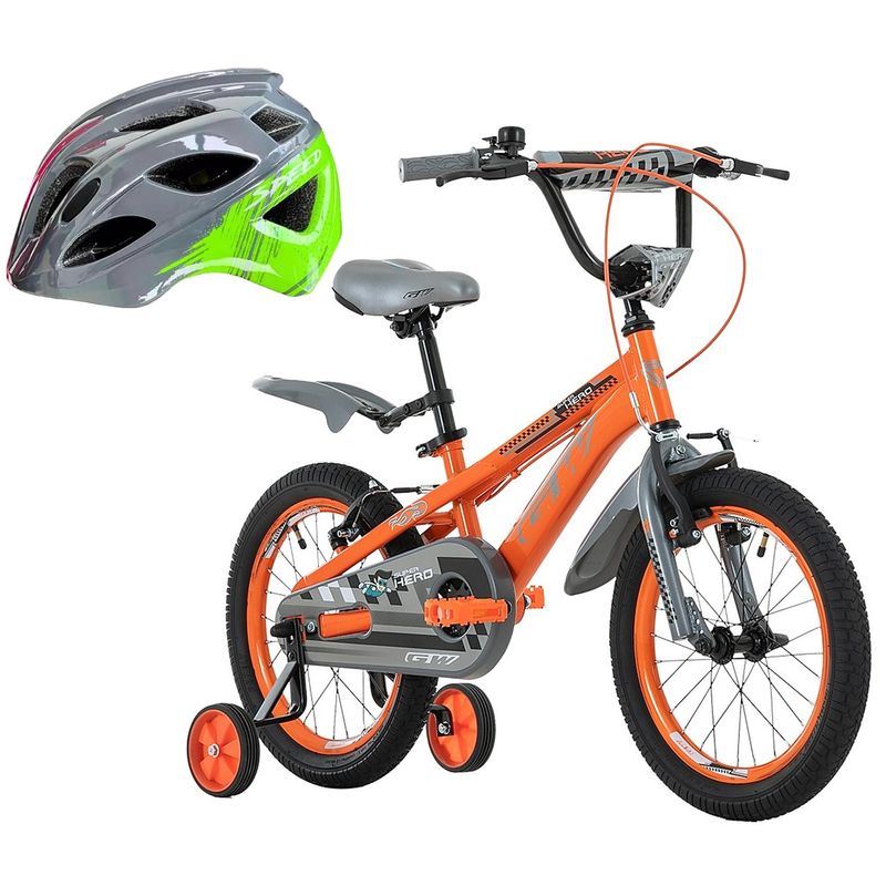 GW - Bicicleta + Casco Niño Niña Gw Rin 16 Con Accesorios