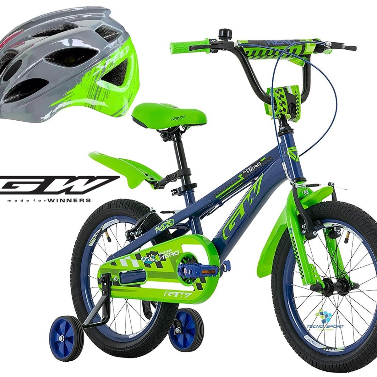 GW - Bicicleta + Casco Niño Niña Gw Rin 16 Con Accesorios