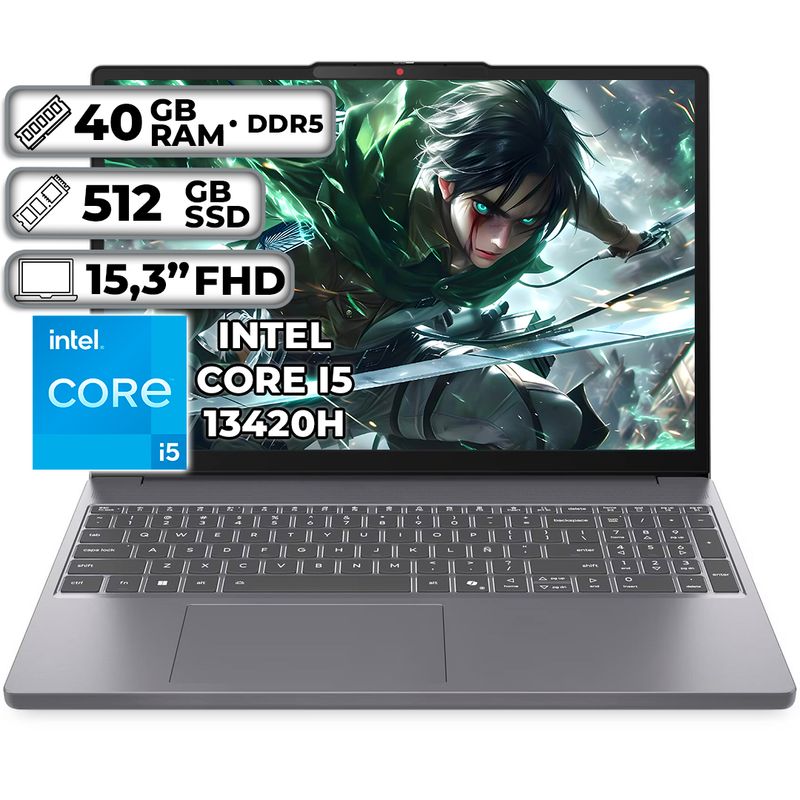 LENOVO - PORTÁTIL LENOVO SLIM 3 15IRH10  INTEL CORE I5-13420H 40GB RAM 512GB SSD 15.3" FHD WUXGA