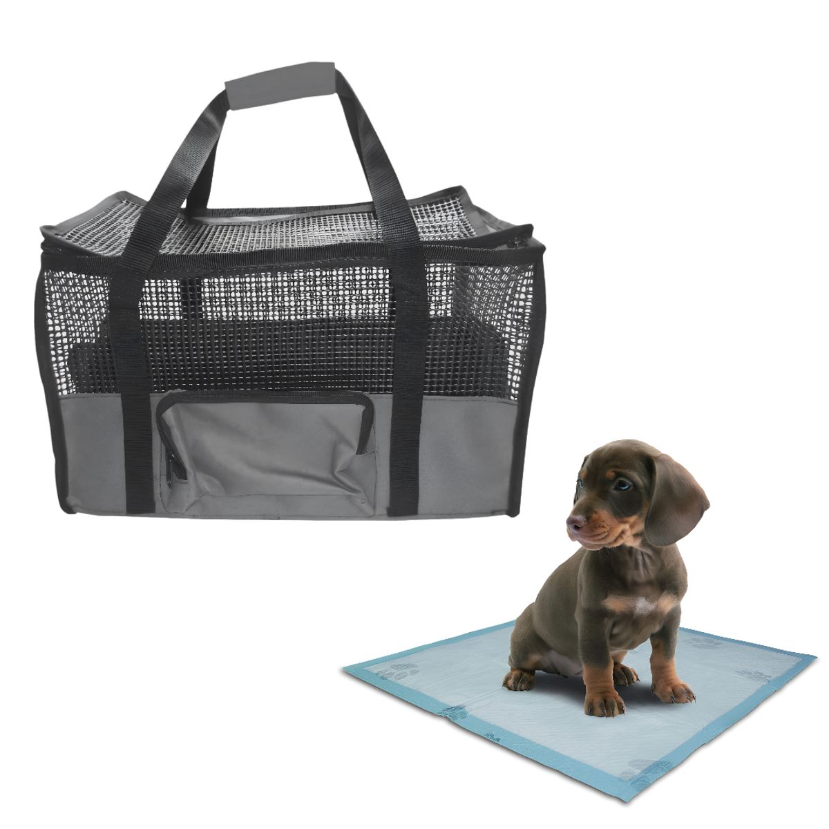 HALLY PET - Maletín Cargador Med +15 Und Tapetes Gris