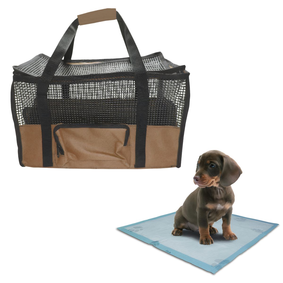 HALLY PET - Maletín Cargador Med +15 Und Tapetes Marron