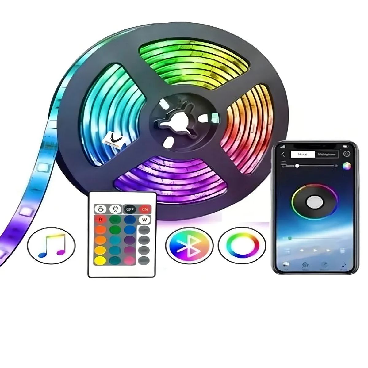 SKY - Cinta Led Rgb Bluetooth Luces Usb Tv Hogar Música 5mts Luz Cinta Led