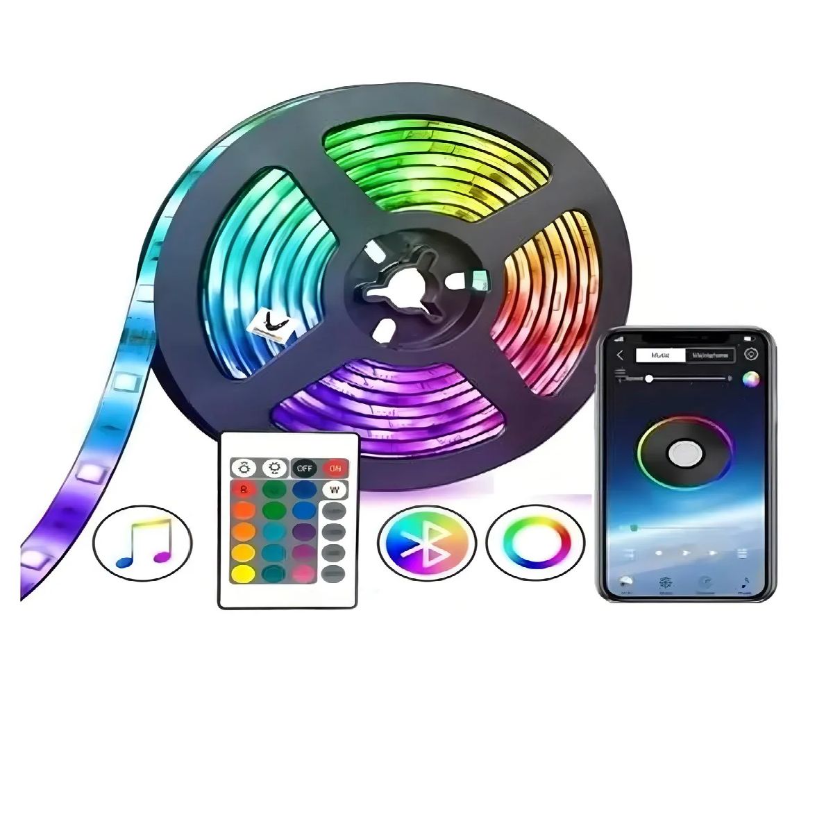SKY - Cinta Led Rgb Bluetooth Luces Usb Tv Hogar Música 5mts Luz Cinta Led