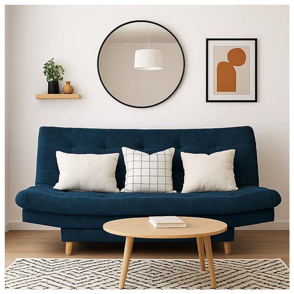 GENERICO - Sofá cama  Click Clack clasic tres puestos, tela antifluido Azul Navy