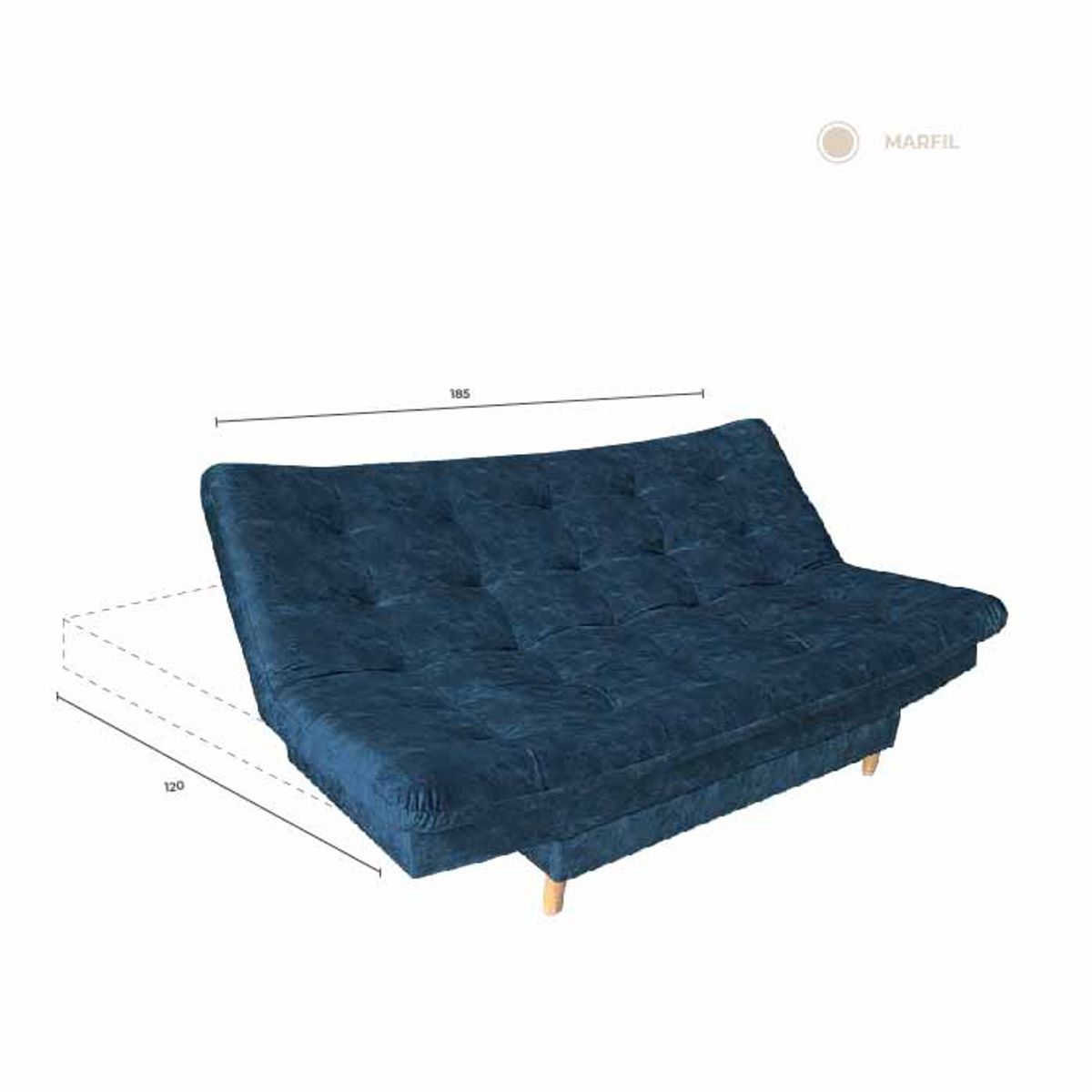 GENERICO - Sofá cama  Click Clack clasic tres puestos, tela antifluido Azul Navy