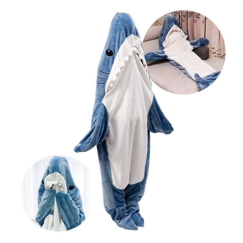 GENERICO - Pijama Infantil De Tiburón Saco de Dormir Capucha Manta PITN1